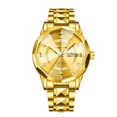 Men's Watch Waterproof Night Light Dual Calendar Business Gold Watch