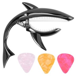 Shark Guitar Capo Zinc Alloy Capo with Pick Black