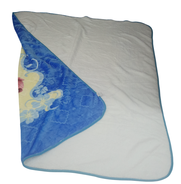Lion King Plush Blanket - Sky Blue &amp; Cream with Pink Flower Print, Sheep