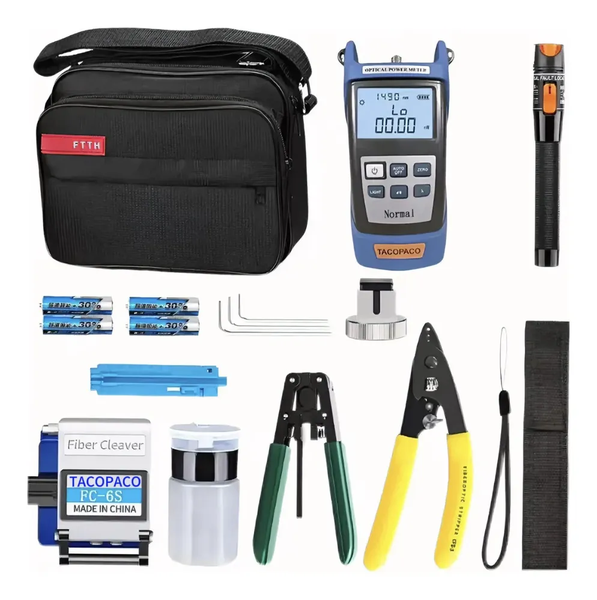 Fiber Optic Tool Kit with Cleaver Power Meter Connectors VFL Stripper Tool