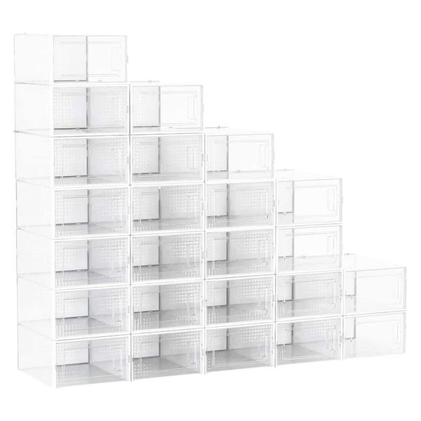 24 Pack Stackable Transparent Shoe Storage Box