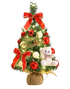 45cm Red-Themed Lighted Mini Christmas Tree Decor