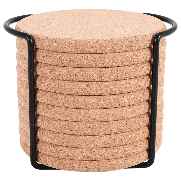 Round Cork Coasters for Drinks,with Metal Holder Storage Caddy