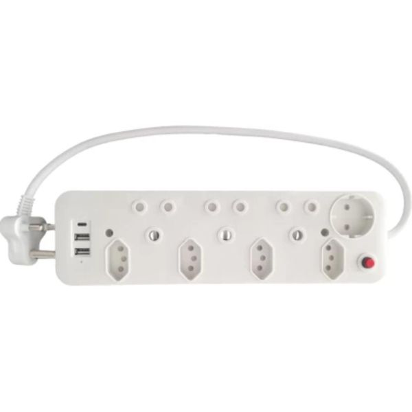 8-Way Multiplug with USB &amp; Type-C Ports | Fast Charging Power Extension