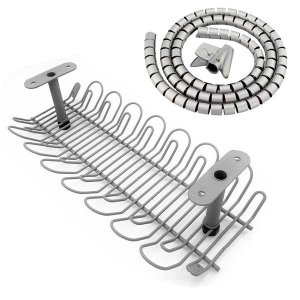 Under Desk Cable Management Organizer Bridge &amp; Cable Sleeve Set