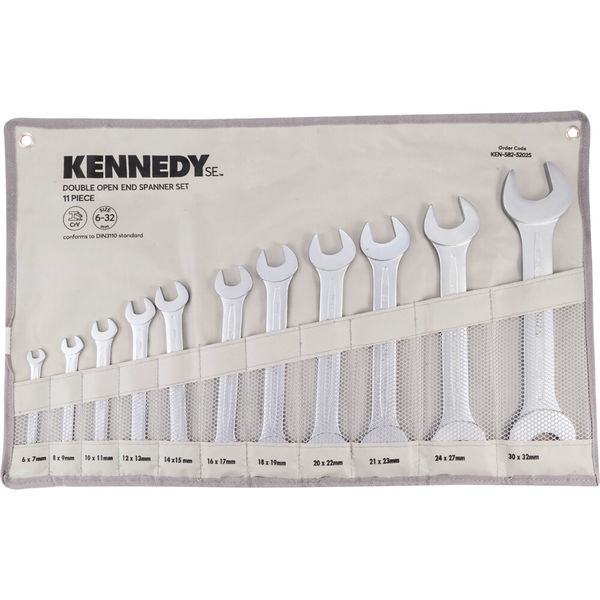 KENNEDY SE 6-32MM Chrome Vanadium Open End Spanner 11 Piece Set