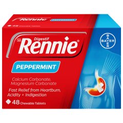 Rennie Peppermint - 48 Tablets Antacid - Relieves Heartburn &amp; Acid Reflux