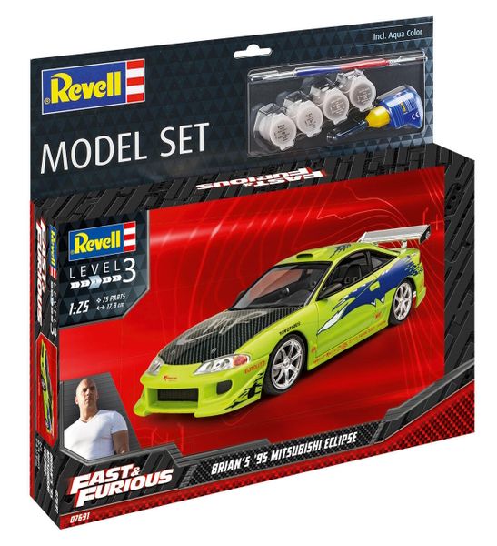 Revell 1/25 Fast &amp; Furious Mitsubishi Eclipse Kit w/Paints, Glue &amp; Brush