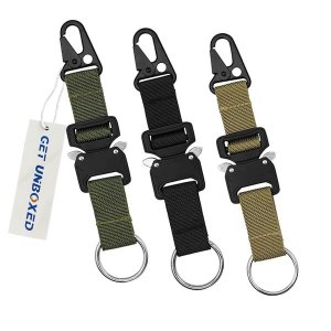 Tactical Military Keychain with EDC Key Ring for Camping Hiking - Pack of 3