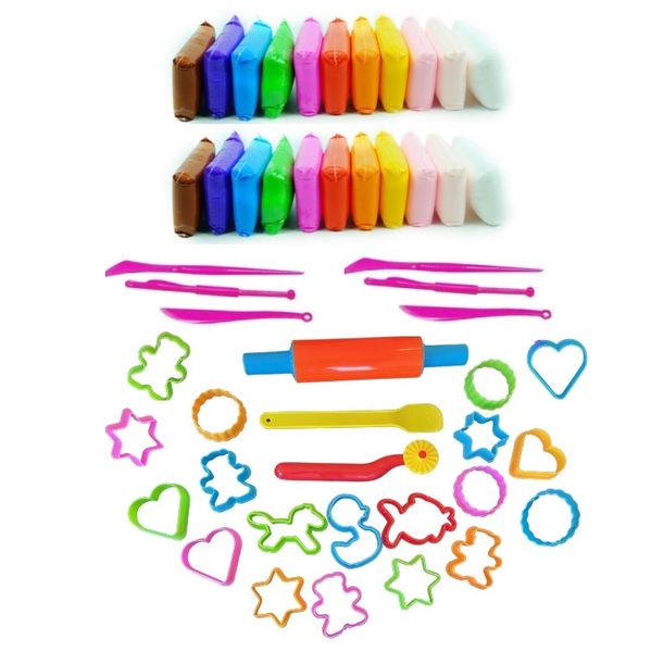 Kids Super Light Air Crafting Clay + Cookie Cutters, Tools &amp; Rolling Pin
