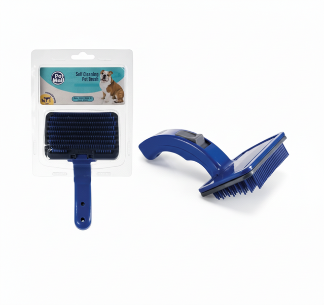 Pet Mall Self-Cleaning Dog and Cat Brush 20 cm - Stainless Steel Slicker