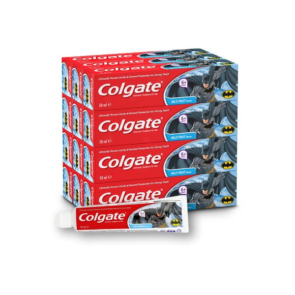 Colgate Kids 6+ Years Batman Anticavity Mild Fruit Toothpaste - 12 x 50ml