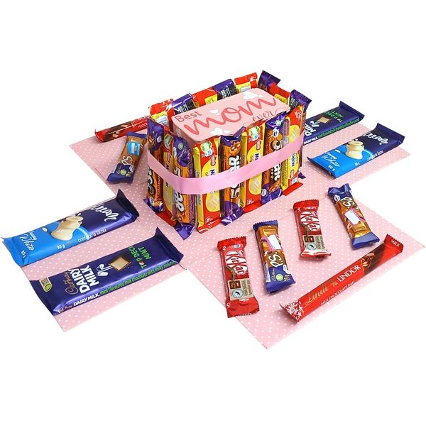 Best Mom Ever |2-layer Chocolate &amp; Snack Tower Explosion Box | Gift Hamper