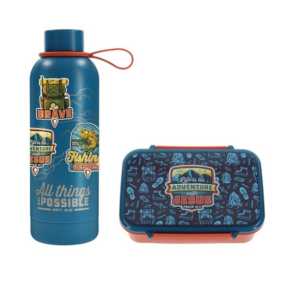 Blue Plastic Lunch Box Ps 16:11 &amp; Blue 503ml S/Steel Water Bottle