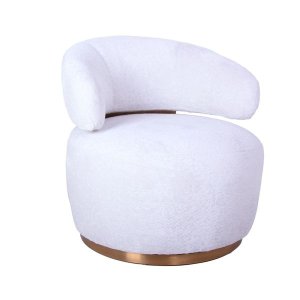 White and Gold Swivel Lounge Chair