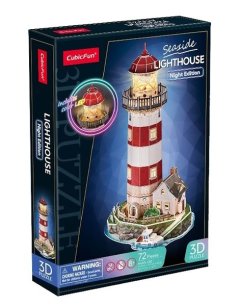 Cubic Fun Lighthouse with LED - 72 Pieces 3D Puzzle