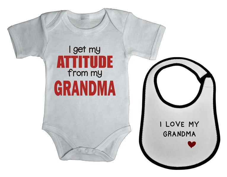 I get my attitude from my Grandma baby grow &amp; bib combo