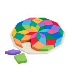 Fisher-Price Wooden Mandala Geometric Puzzle For Toddlers and Kids - 40 Pieces