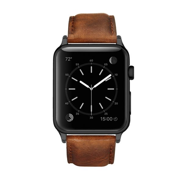 Colton James Leather Strap for Black/Space Grey 38mm Apple Watch-Sandstone