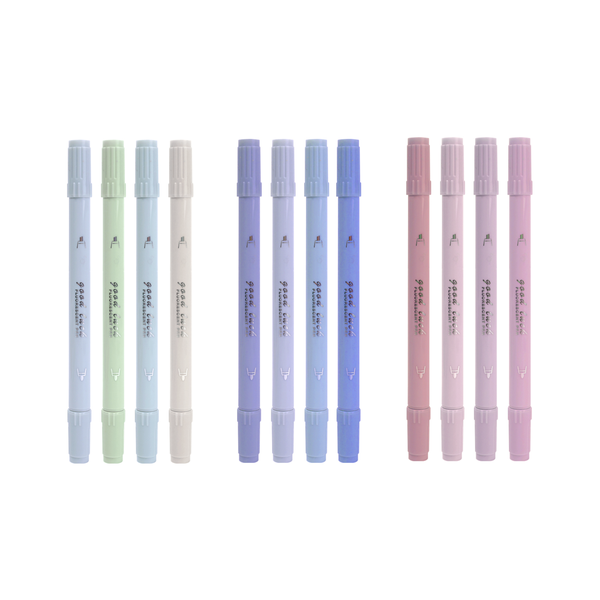 Double Sided Pastel Highlighter Pen - 12 Pack