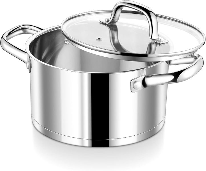 P&amp;P CHEF 5 Quarts Cooking Stock Pot with Lid, Stainless Steel Stockpot