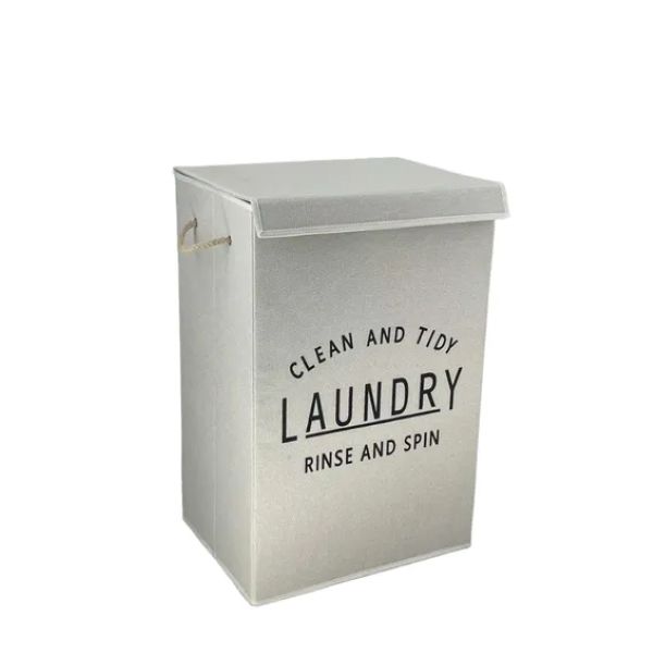 Foldable Laundry Basket Clean and Tidy Light Grey W40cm x H60cm