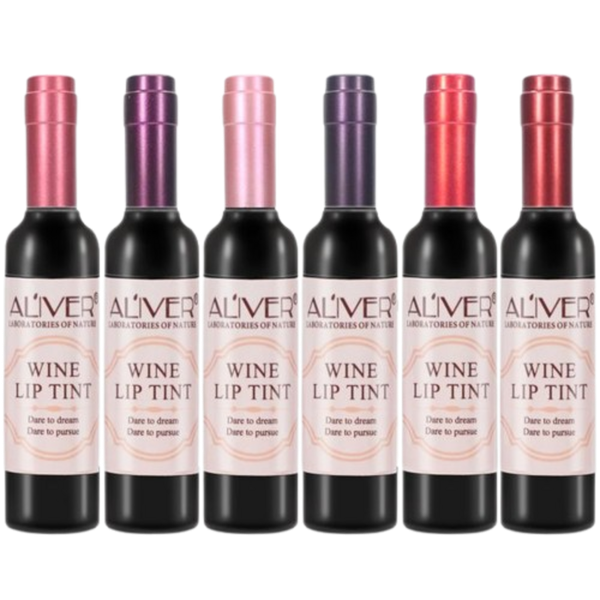 Aliver 6 Pack Wine Lip Tint Set - Waterproof Liquid Lip Gloss