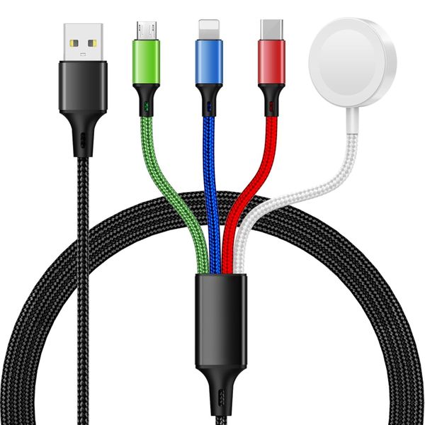 4-In-1 Charging Cable, Multi Charging Cable Nylon Braided