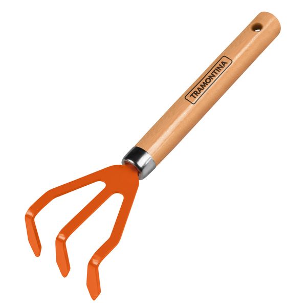 Tramontina 25cm Metalic 3 Teeth Garden Rake with Wooden Handle