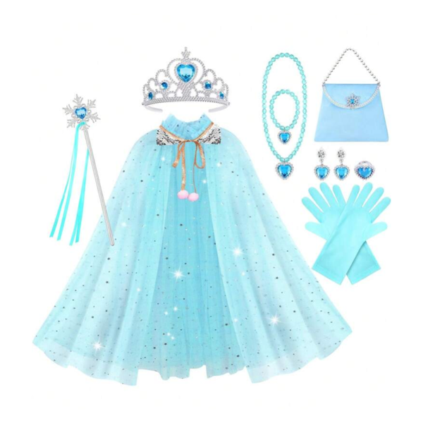 11pcs Princess Cape &amp; Accessories Set Little Girls Dress Up Cloak Set