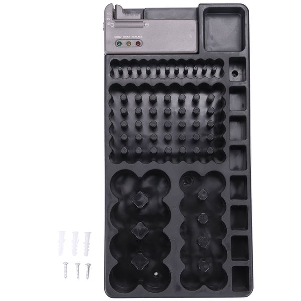 Battery Storage Organizer Holder with Tester - Battery Caddy Rack Case Box