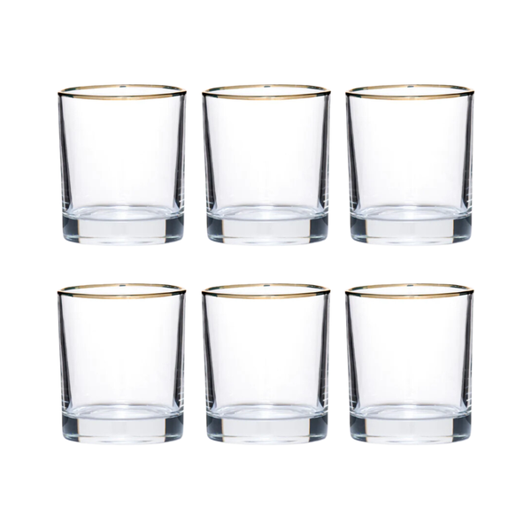 Premium Drinking Glasses with Golden Rim - 410ml - Set of 6
