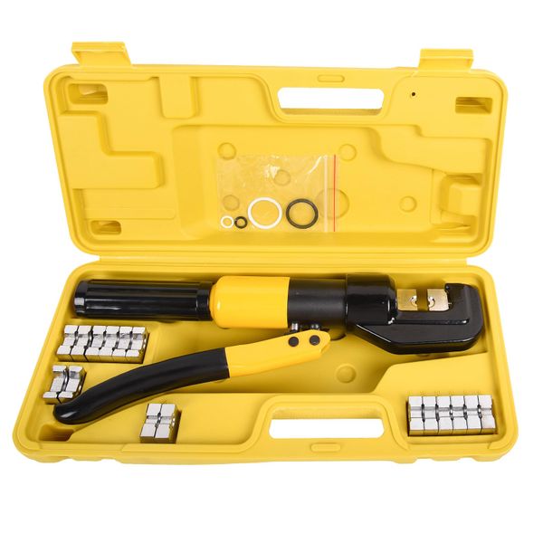 8 Ton Hydraulic Cable Crimper 12-2/0 AWG w/ 9 Dies 4-70mm Tool