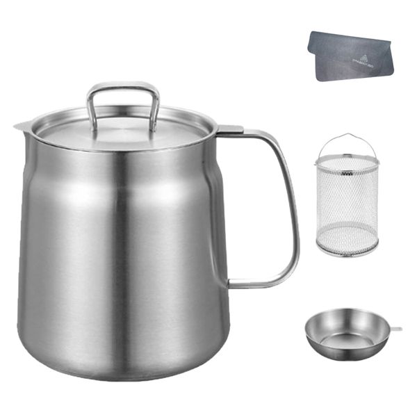 Synergy360 2-in-1 Stainless Steel Oil Strainer Pot with Basket &amp; Lid (1.5L)