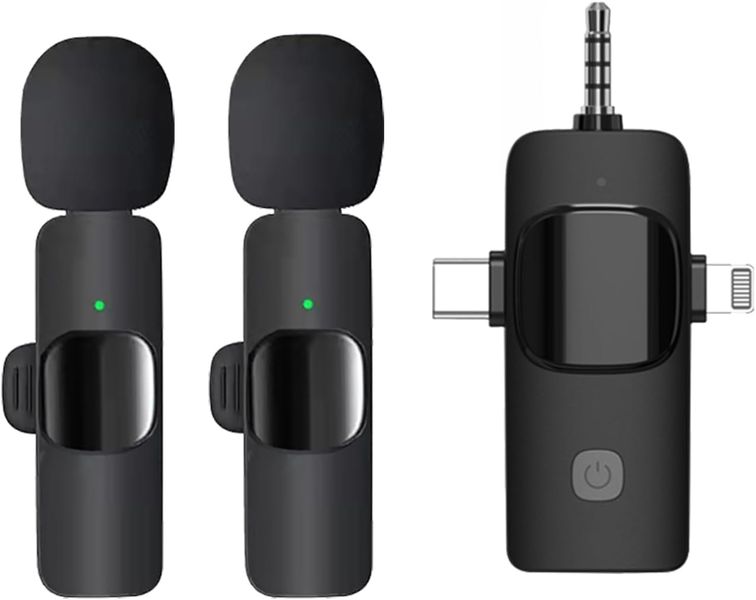 Wireless 3 in 1 Lavalier Microphones Noise Canceling Dual Mic SE