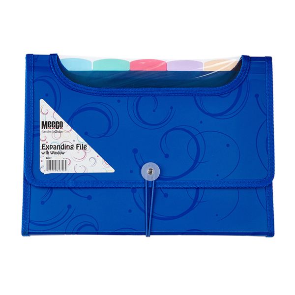 Meeco 6 Division Expanding File with Window - Blue
