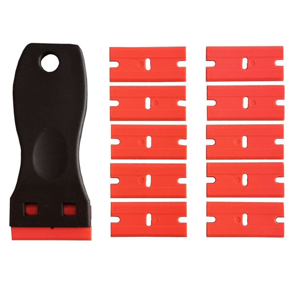 Plastic Scraper Black And 10 Extra Plastic Razor Blades