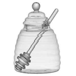 1Set High Borosilica Glass Honeycomb Tank Honey Storage Container with Dipp