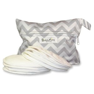 BiddyKins - Nursing Pads - 8 White Washable Breast Pads &amp; Waterproof Pouch