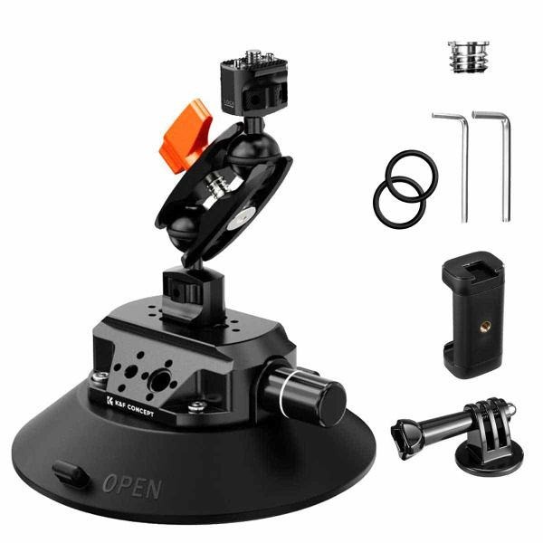 K&amp;F 6" Suction Mount with Magic Arm, Phone and Action Cam Mount | KF31.136