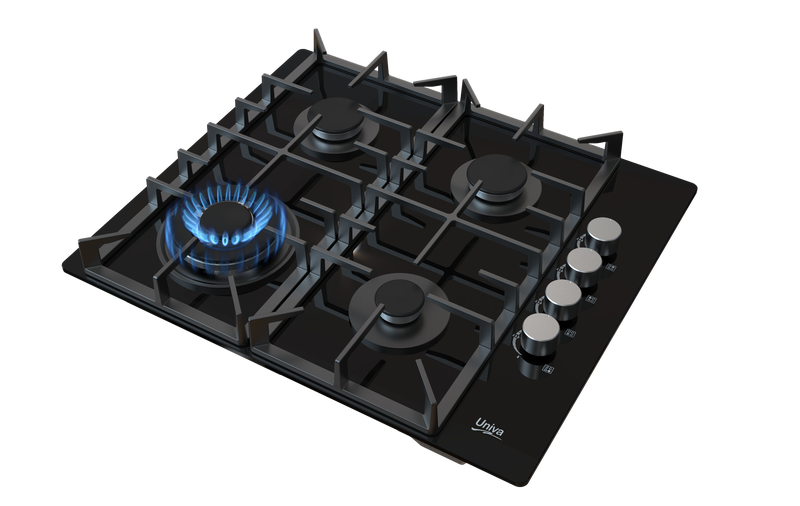 Univa 4 Burner Ceran Gas Hob with Battery Ignition - UGH640G