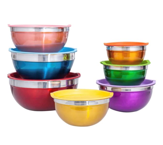 Creative Kitchens Set of 7 Mixing Bowls - Colour-Coded with Airtight Lids