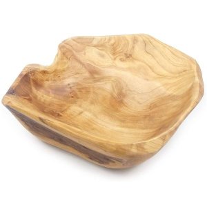Wooden Fruit Salad Serving Bowl Hand-Carved Root Bowls 20-24cm