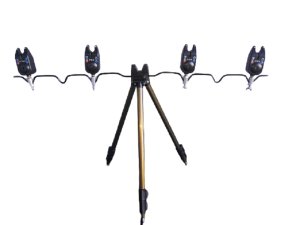Tripod Fishing Rod Stand With 4 Bite Alarms And Bite Alarm Fittings