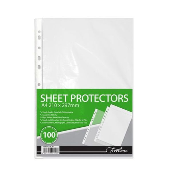 Treeline - Filing Pockets 40 Micron PVC A4 Pack of 100 box of 15