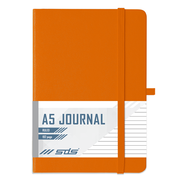 SDS A5 192 Page Lined Journal Hard Cover with Elastic Closure - Orange
