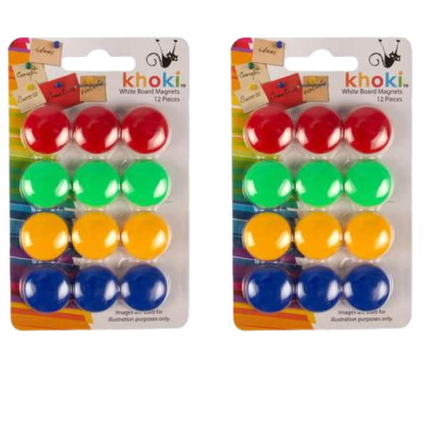 Stationery whiteboard magnets 12pc-2 Pack