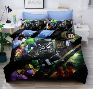 Linen Boutique - Kids Duvet Cover Set-BlackPanther-LegoAvengers