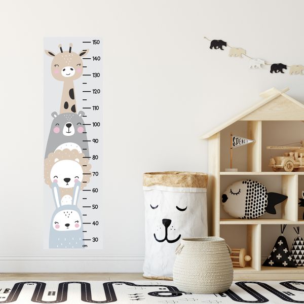 Peeking Friends Height Chart Wall Sticker
