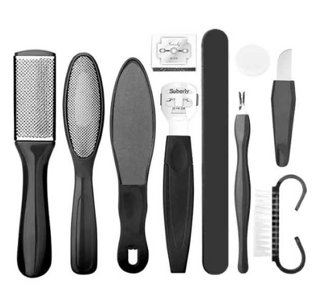 10 Piece Professional Pedicure Tool Set - Black